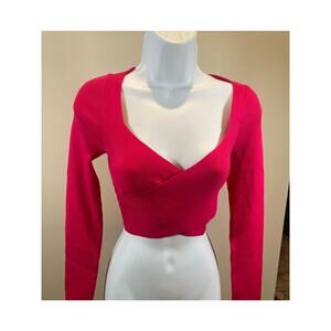 Express V‑Neck Crop Top in Pink – Size S, New With Tags